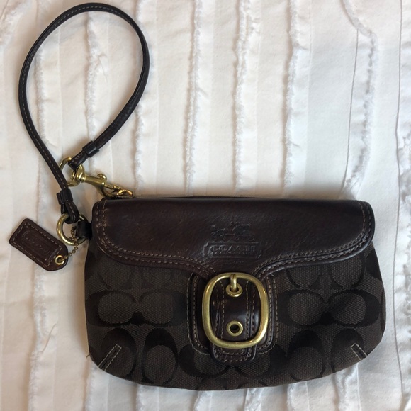 Coach Handbags - Authentic Coach Signature Wristlet Brown